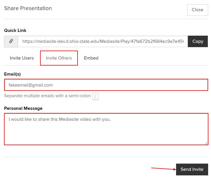 Invite others via email