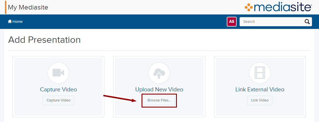 Browse Files button under I want to upload a file from my computer option