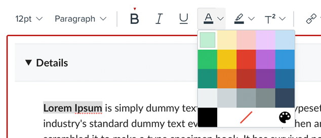 Color palette options